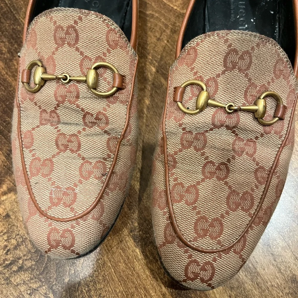 Gucci Jordan GG Canvas Loafers in Beige and Rust, 36.5 - Picture 2 of 6